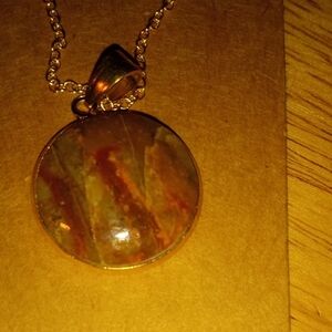 Elegant Gold and Brown Pendant Necklace Hand Made Nebraska River Rock